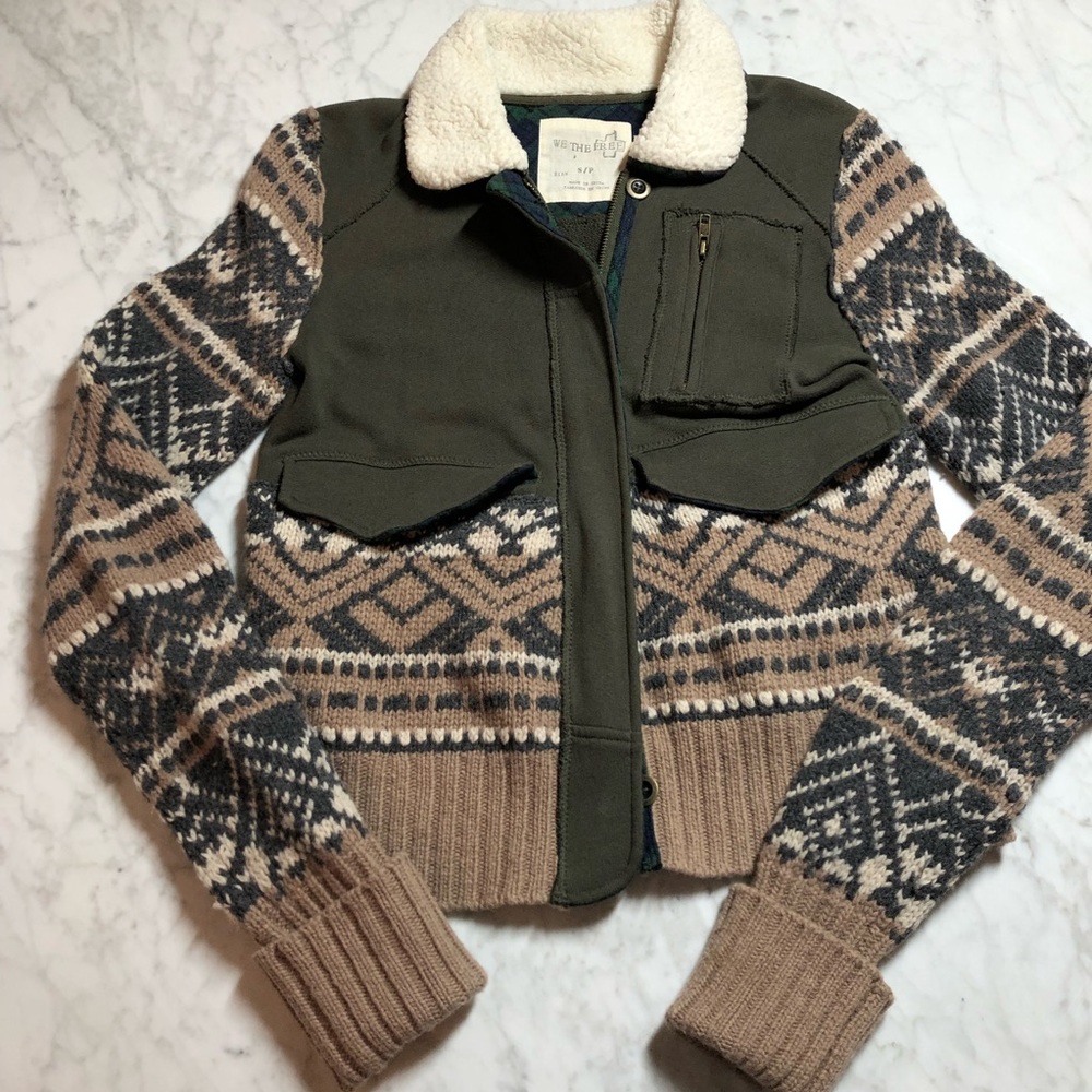 Free People Sweater Jacket Wool Cotton